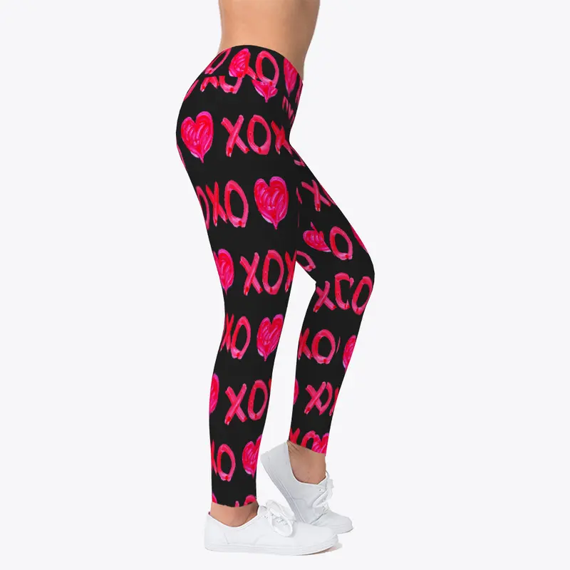 Love Pattern Valentines Yoga Leggings